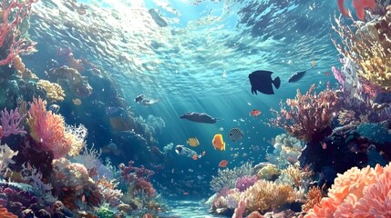 Naklejka premium coral reef in the sea, Generative AI
