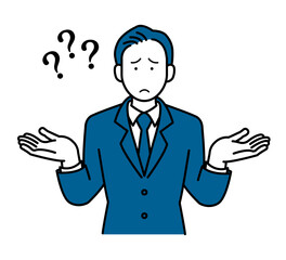 わからないのジェスチャーをするビジネスマンのイラスト