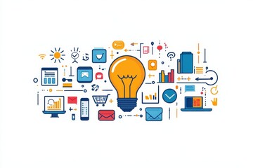 Creative e-commerce and mobile app concept with innovation and bright ideas