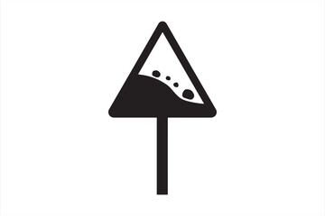 Falling Stones Icon Road Safety Warning Vector Design