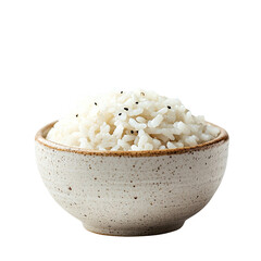 Fresh cooked white rice in bowl isolated on transparent background