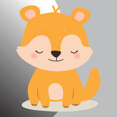 Cute cartoon animals, minimalist illustration, flat design, pastel colors, orange cat, brown dog, red fox,