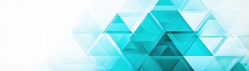 Obraz premium A sleek, modern abstract design featuring overlapping turquoise triangles on a light background, conveying a sense of clarity and innovation.