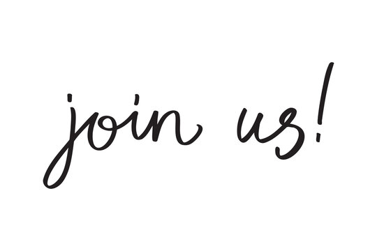 join us hiring staff recruitment concept hand drawn doodle lettering phrase or quote. Motivational, inspirational message saying text. Handwritten style words and letters print clipart. 