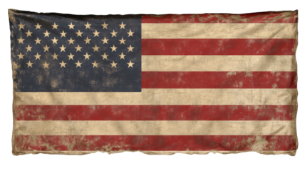 Vintage american flag textured png with transparency background for graphic design projects