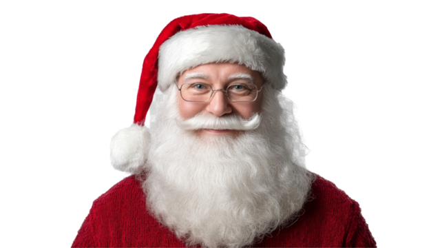 Festive santa claus portrait transparent background png image holiday vibes cheerful atmosphere