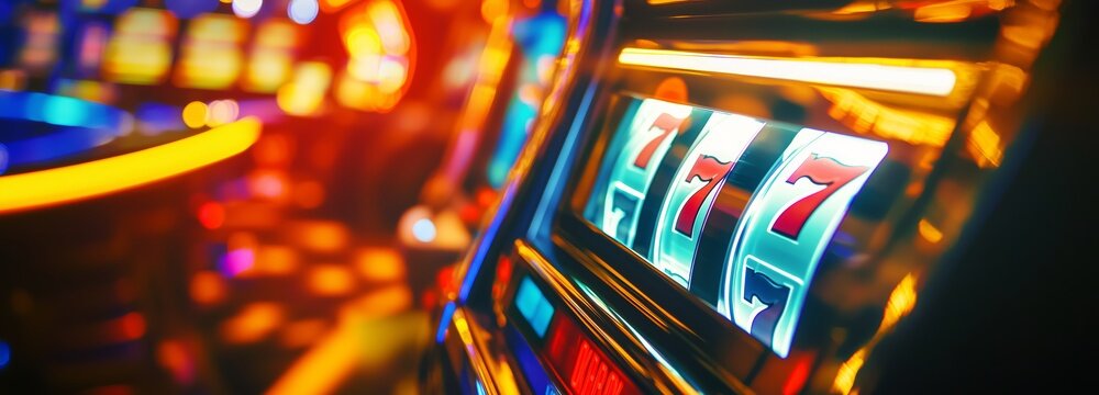 Casino slot machines pokies jackpot winner, big win 777 casino slots gambling poker chips illustration on yellow background concept. Generative AI