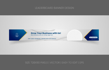 leaderboard 728x90 template banner design with abstract background for promotion website social media 