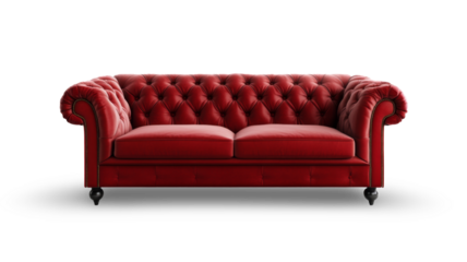 Elegant red couch with transparency background png format modern living space stylish design minimalist view