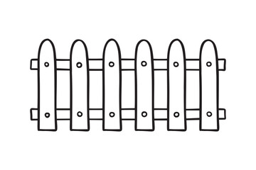 garden fence doodle hand drawn icon. Outline drawing garden wooden fence line clipart symbol