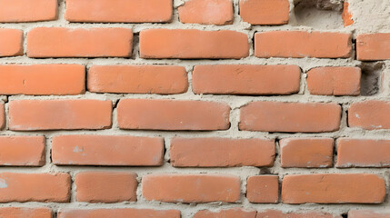 Obraz premium Old orange brick wall texture background; worn, weathered, and slightly damaged in places. Ideal for design and construction projects