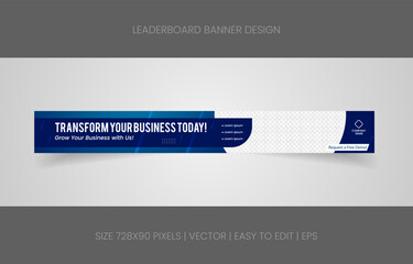 leaderboard 728x90 template banner design with abstract background for promotion website social media 