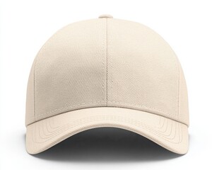 Beige Baseball Cap Mockup Front View on White