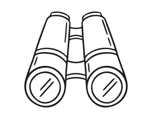 Tourist binoculars optical vision device doodle hand drawn icon. Outline drawing binoculars line clipart symbol