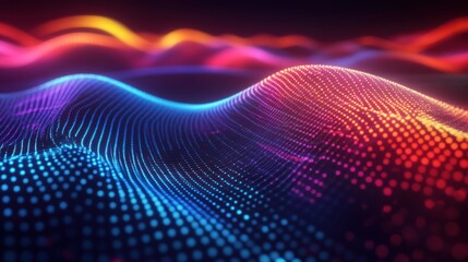 Abstract colorful data waves on dark background