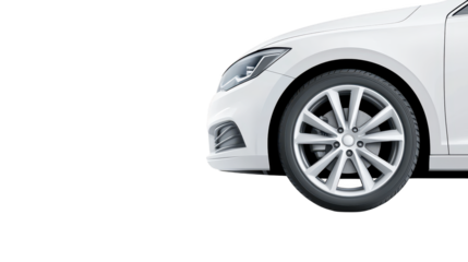 Sleek white car, a front view perspective showcasing modern automotive design 