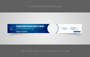 leaderboard 728x90 template banner design with abstract background for promotion website social media 