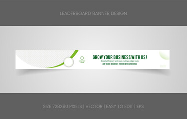 leaderboard 728x90 template banner design with abstract background for promotion website social media 