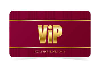 Prestige golden VIP access card layout. Red striped background. Exclusive people only. Vector illustration on transparent background