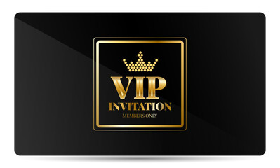 Premium VIP card template with golden elements. Elegant invitation members only. Exclusive, luxury design. Vector illustration for concert, gym, spa, lounge