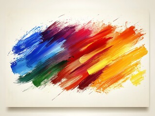 Obraz premium Abstract vibrant paint strokes on white canvas