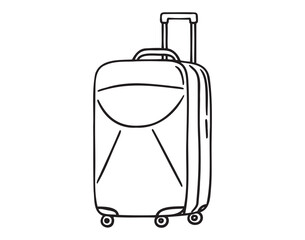 travel suitcase luggage doodle hand drawn icon. Outline drawing travel suitcase line clipart symbol