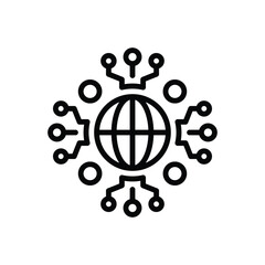 Black line icon for networking