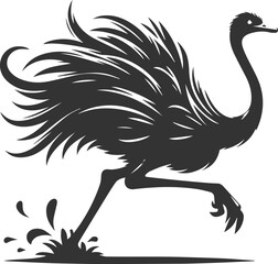 Obraz premium Ostrich tilting forward, ready to sprint animal vector silhouette