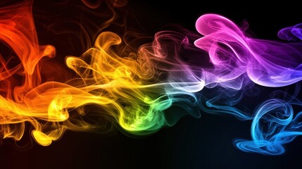 Abstract colorful smoke swirls on dark background