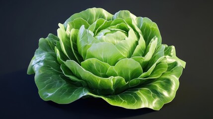 Fototapeta premium Fresh, vibrant green leaf lettuce head close-up.