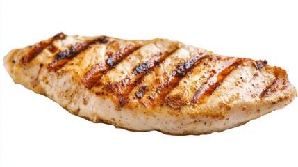 Grilled chicken fillet with grill marks, no background 