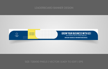 leaderboard 728x90 template banner design with abstract background for promotion website social media 