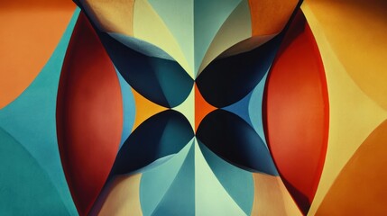 Abstract colorful symmetrical pattern, interior design, geometric shapes, architectural detail