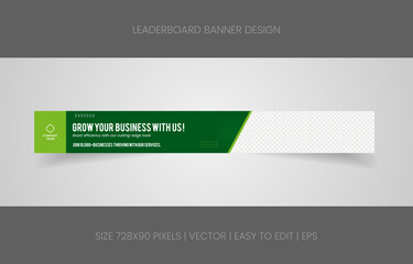 leaderboard 728x90 template banner design with abstract background for promotion website social media 