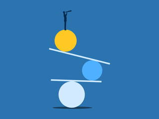 Businessman balancing opportunities ,business concept