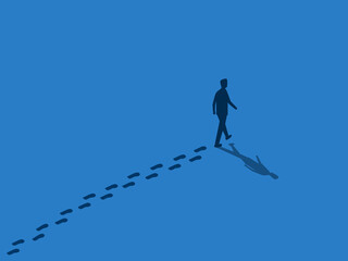 Inspiration and Success ,Leadership ,Businessman leaves footprints