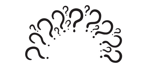 question mark circle around concept doodle hand drawn frame. question mark semicircle splash drawing line clipart symbol