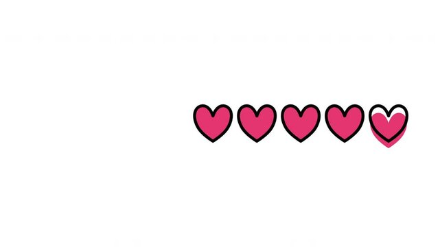 Animation life bar health heart bar. Gaming controller, symbols set. Game over concept