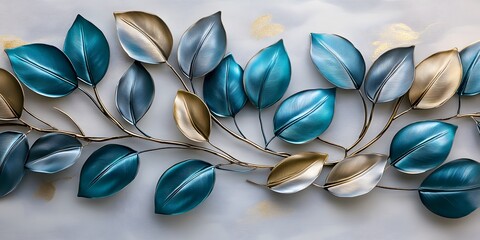 Elegant Metallic Leaf Wall Decor Branch Artwork