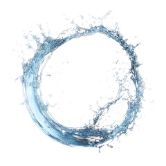 Water splash creating a circular shape isolated on white background
