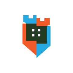 Obraz premium castle shield colorful logo design vector illustration template