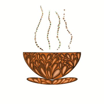 a glass of coofee in doodle stle with lot pattern
