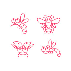 cute flying insect icons design vector illustration template