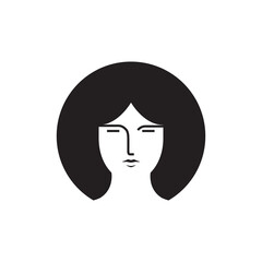 circle head girl logo design vector illustration template