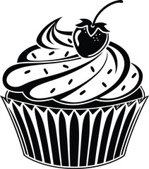 Cupcake Silhouette, Vector Design, Cupcake Icon