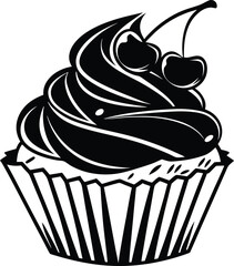 Cupcake Silhouette, Vector Design, Cupcake Icon