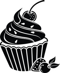 Cupcake Silhouette, Vector Design, Cupcake Icon