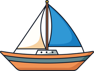 Vibrant Sailboat Minimalist Vector Illustration with High-Quality Colorful Cartoon Design, Perfect for Nautical Themes, Ocean Adventure, Maritime Art, Travel Graphics, and Modern Digital Decor