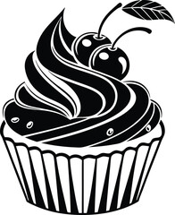 Cupcake Silhouette, Vector Design, Cupcake Icon