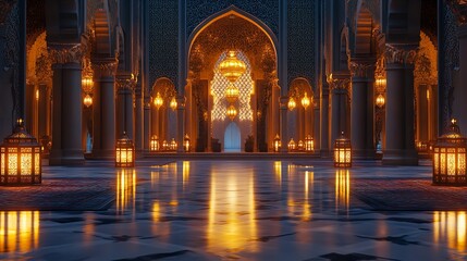 four red lanterns, with a red and black gradient background with a Chinese New Year motif. with the concept of bokeh light.